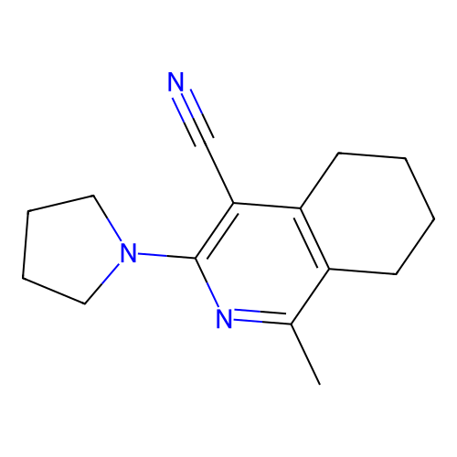 1-Methyl-3-(pyrrolidin-1-yl)-5,6,7,8-tetrahydroisoquinoline-4-carbonitrile structure