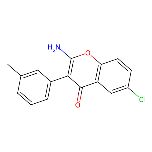 2-amino-6-chloro-3-(m-tolyl)-4H-chromen-4-one structure