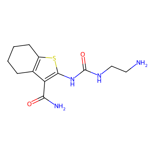 2-(3-(2-Aminoethyl)ureido)-4,5,6,7-tetrahydrobenzo[b]thiophene-3-carboxamide structure