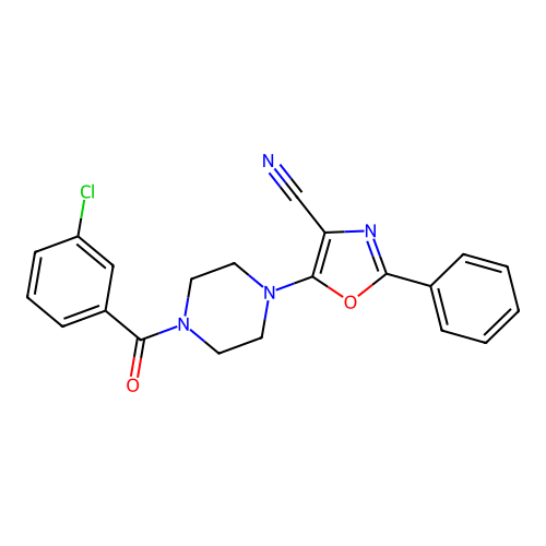 5-(4-(3-Chlorobenzoyl)piperazin-1-yl)-2-phenyloxazole-4-carbonitrile structure