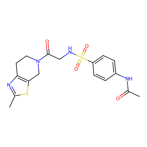 N-(4-(N-(2-(2-methyl-6,7-dihydrothiazolo[5,4-c]pyridin-5(4H)-yl)-2-oxoethyl)sulfamoyl)phenyl)acetamide structure