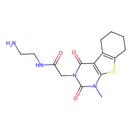 N-(2-aminoethyl)-2-(1-methyl-2,4-dioxo-1,2,5,6,7,8-hexahydrobenzo[4,5]thieno[2,3-d]pyrimidin-3(4H)-yl)acetamide structure
