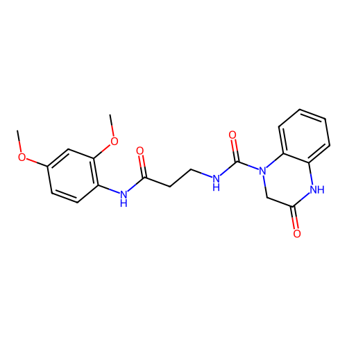 N-[3-(2,4-dimethoxyanilino)-3-oxopropyl]-3-oxo-2,4-dihydroquinoxaline-1-carboxamide structure