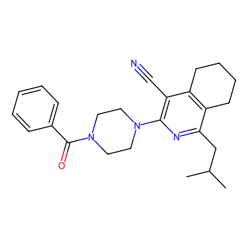 3-(4-benzoylpiperazin-1-yl)-1-(2-methylpropyl)-5,6,7,8-tetrahydroisoquinoline-4-carbonitrile structure