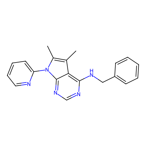 N-benzyl-5,6-dimethyl-7-pyridin-2-ylpyrrolo[2,3-d]pyrimidin-4-amine structure