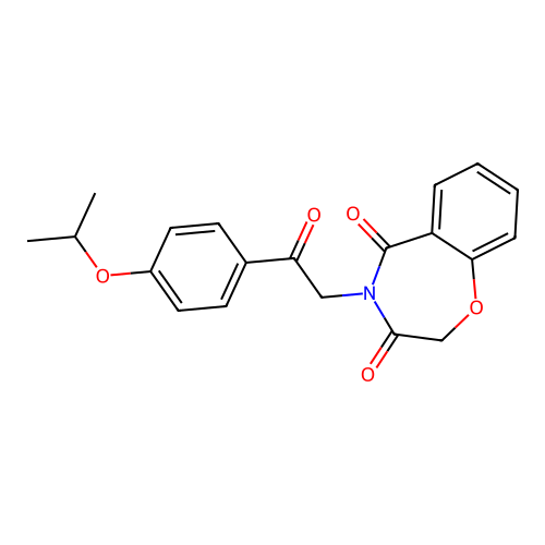 4-{2-oxo-2-[4-(propan-2-yloxy)phenyl]ethyl}-1,4-benzoxazepine-3,5(2H,4H)-dione structure