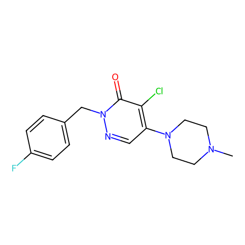 4-chloro-2-(4-fluorobenzyl)-5-(4-methylpiperazin-1-yl)pyridazin-3(2H)-one structure
