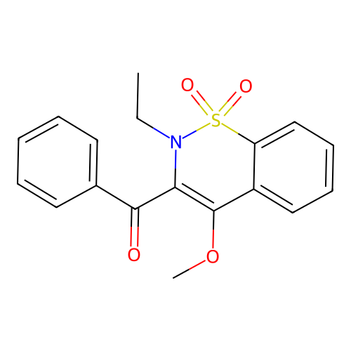 (2-ethyl-4-methoxy-1,1-dioxido-2H-1,2-benzothiazin-3-yl)(phenyl)methanone structure
