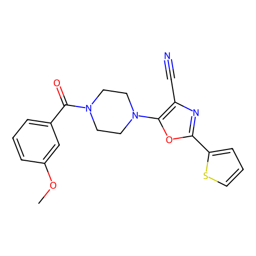 5-(4-(3-Methoxybenzoyl)piperazin-1-yl)-2-(thiophen-2-yl)oxazole-4-carbonitrile structure