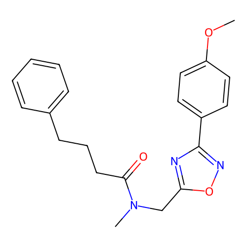 N-((3-(4-methoxyphenyl)-1,2,4-oxadiazol-5-yl)methyl)-N-methyl-4-phenylbutanamide structure