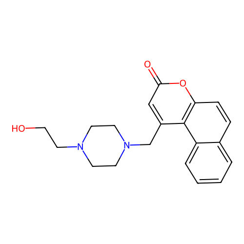 1-{[4-(2-hydroxyethyl)piperazin-1-yl]methyl}-3H-benzo[f]chromen-3-one structure