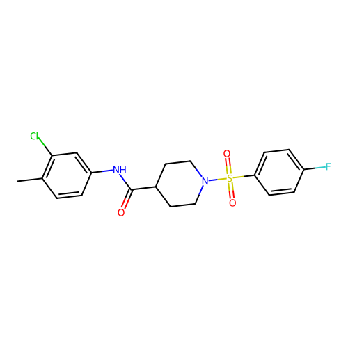 N-(3-chloro-4-methylphenyl)-1-(4-fluorophenyl)sulfonylpiperidine-4-carboxamide structure