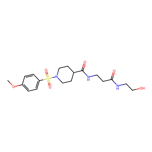 N-[3-(2-hydroxyethylamino)-3-oxopropyl]-1-(4-methoxyphenyl)sulfonylpiperidine-4-carboxamide structure