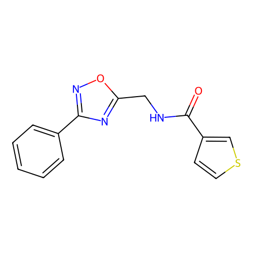 N-[(3-phenyl-1,2,4-oxadiazol-5-yl)methyl]thiophene-3-carboxamide structure