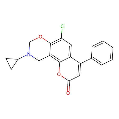 6-Chloro-9-cyclopropyl-4-phenyl-8,10-dihydropyrano[2,3-f][1,3]benzoxazin-2-one structure