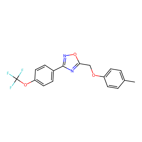 5-[(4-Methylphenoxy)methyl]-3-[4-(trifluoromethoxy)phenyl]-1,2,4-oxadiazole structure