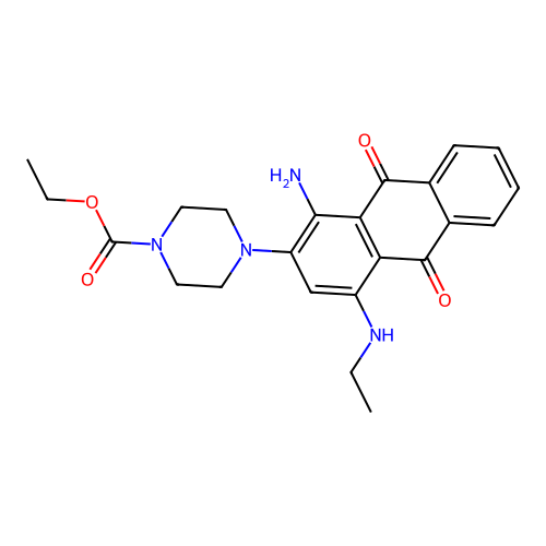 ethyl 4-[1-amino-4-(ethylamino)-9,10-dioxoanthracen-2-yl]piperazine-1-carboxylate structure