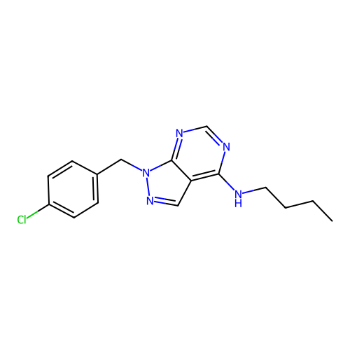 Butyl{1-[(4-chlorophenyl)methyl]pyrazolo[4,5-e]pyrimidin-4-yl}amine structure