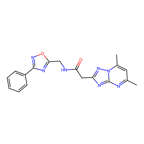 2-(5,7-dimethyl-[1,2,4]triazolo[1,5-a]pyrimidin-2-yl)-N-((3-phenyl-1,2,4-oxadiazol-5-yl)methyl)acetamide structure