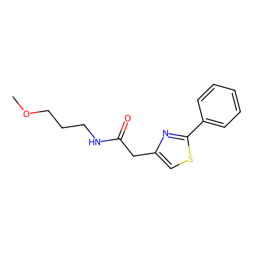 N-(3-methoxypropyl)-2-(2-phenyl-1,3-thiazol-4-yl)acetamide structure