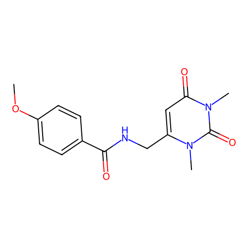 N-((1,3-dimethyl-2,6-dioxo-1,2,3,6-tetrahydropyrimidin-4-yl)methyl)-4-methoxybenzamide structure