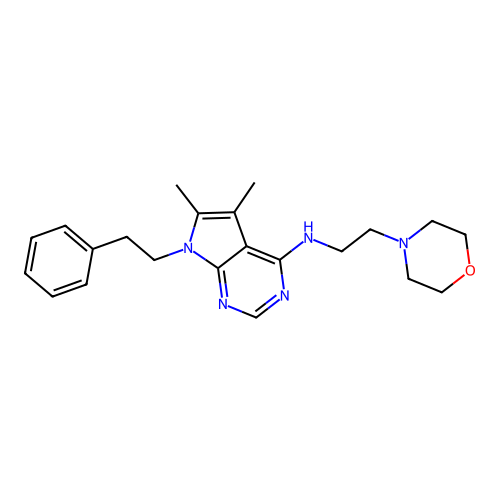 5,6-dimethyl-N-(2-morpholin-4-ylethyl)-7-phenethylpyrrolo[2,3-d]pyrimidin-4-amine structure