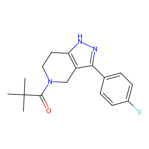 1-[3-(4-fluorophenyl)-1,4,6,7-tetrahydro-5H-pyrazolo[4,3-c]pyridin-5-yl]-2,2-dimethylpropan-1-one structure