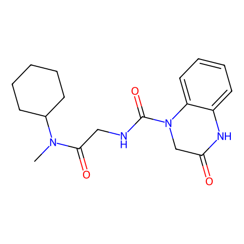N-(2-(cyclohexyl(methyl)amino)-2-oxoethyl)-3-oxo-3,4-dihydroquinoxaline-1(2H)-carboxamide structure