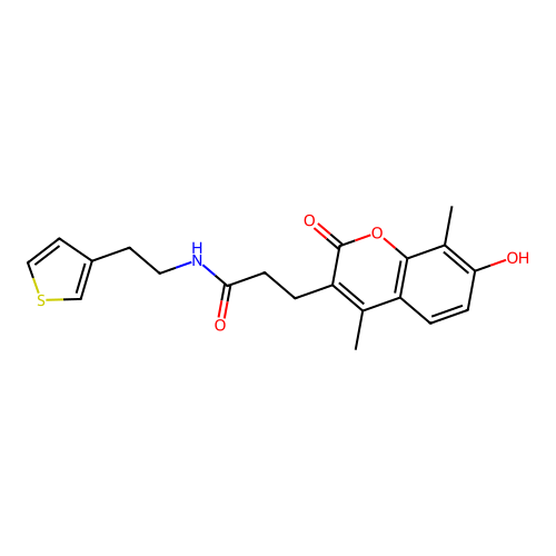 3-(7-hydroxy-4,8-dimethyl-2-oxo-2H-chromen-3-yl)-N-(2-(thiophen-3-yl)ethyl)propanamide structure