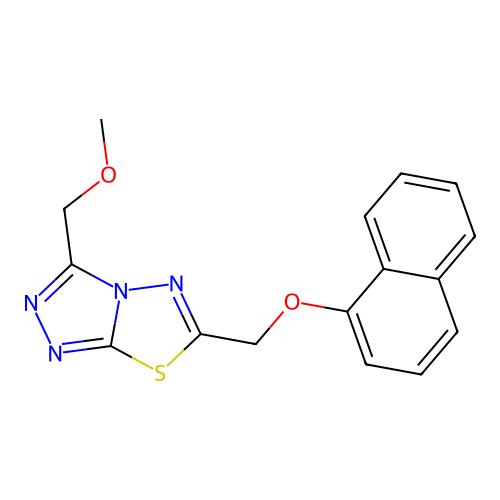 3-(methoxymethyl)-6-(naphthalen-1-yloxymethyl)-[1,2,4]triazolo[3,4-b][1,3,4]thiadiazole structure