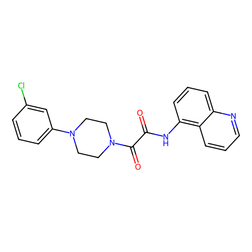 2-(4-(3-chlorophenyl)piperazin-1-yl)-2-oxo-N-(quinolin-5-yl)acetamide structure