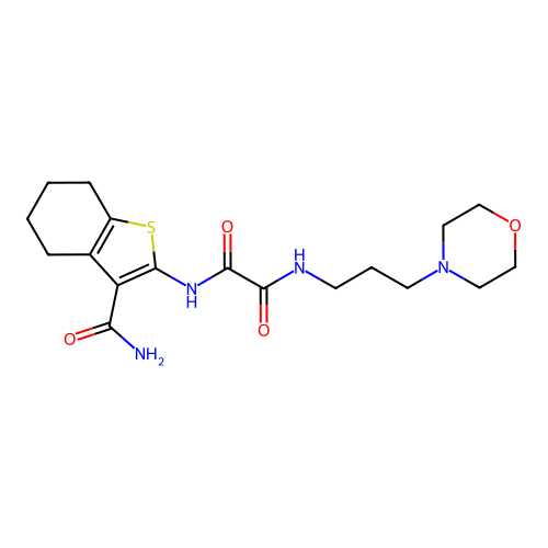 N''-(3-carbamoyl-4,5,6,7-tetrahydrobenzothiophen-2-yl)-N-(3-morpholinopropyl)oxamide structure
