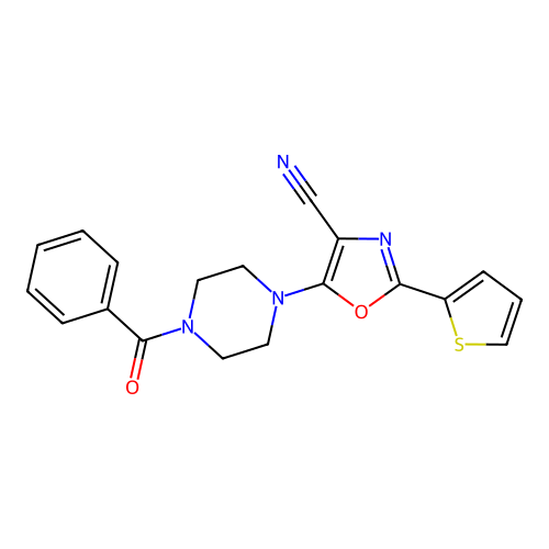 5-(4-Benzoylpiperazin-1-yl)-2-(thiophen-2-yl)oxazole-4-carbonitrile structure