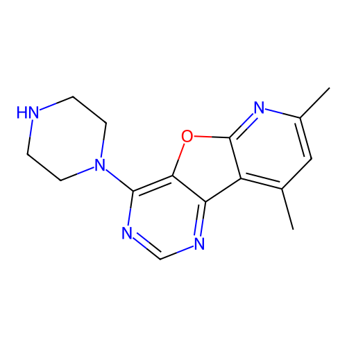 7,9-Dimethyl-4-(piperazin-1-yl)pyrido[3',2':4,5]furo[3,2-d]pyrimidine structure
