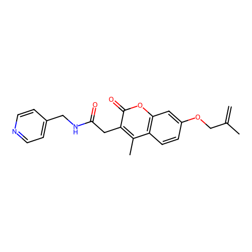 2-(4-methyl-7-((2-methylallyl)oxy)-2-oxo-2H-chromen-3-yl)-N-(pyridin-4-ylmethyl)acetamide structure