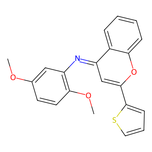 (E)-2,5-dimethoxy-N-(2-(thiophen-2-yl)-4H-chromen-4-ylidene)aniline structure