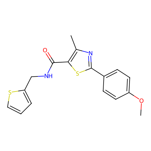 2-(4-methoxyphenyl)-4-methyl-N-(thiophen-2-ylmethyl)-1,3-thiazole-5-carboxamide structure