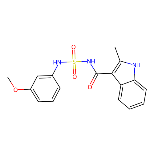 N-[(3-methoxyphenyl)sulfamoyl]-2-methyl-1H-indole-3-carboxamide structure