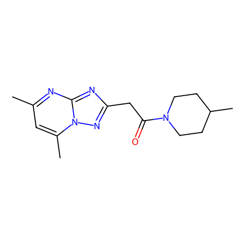 2-(5,7-dimethyl-[1,2,4]triazolo[1,5-a]pyrimidin-2-yl)-1-(4-methylpiperidin-1-yl)ethanone structure