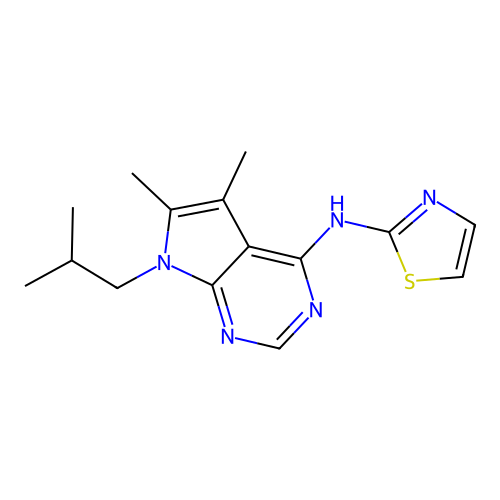 5,6-dimethyl-7-(2-methylpropyl)-N-(1,3-thiazol-2-yl)-7H-pyrrolo[2,3-d]pyrimidin-4-amine structure