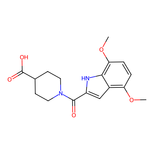 1-(4,7-dimethoxy-1H-indole-2-carbonyl)piperidine-4-carboxylic acid structure