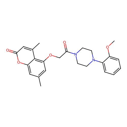 5-(2-(4-(2-methoxyphenyl)piperazin-1-yl)-2-oxoethoxy)-4,7-dimethyl-2H-chromen-2-one structure