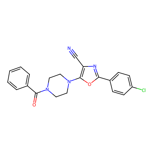 5-(4-Benzoylpiperazin-1-yl)-2-(4-chlorophenyl)-1,3-oxazole-4-carbonitrile structure