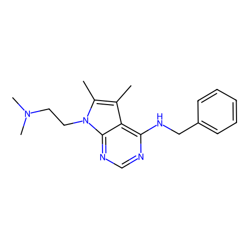 N-benzyl-7-[2-(dimethylamino)ethyl]-5,6-dimethyl-7H-pyrrolo[2,3-d]pyrimidin-4-amine structure