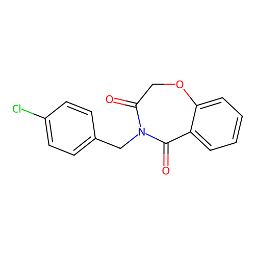 4-(4-chlorobenzyl)-1,4-benzoxazepine-3,5(2H,4H)-dione structure