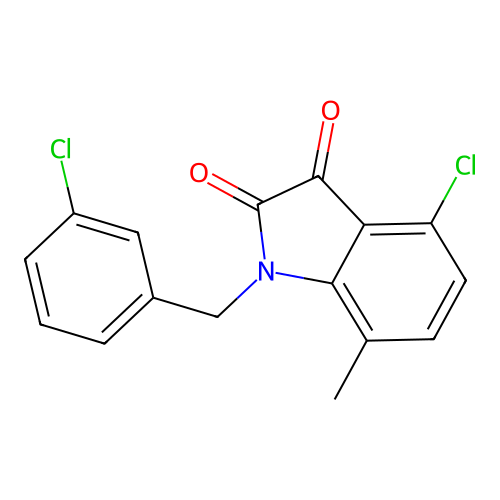 4-chloro-1-(3-chlorobenzyl)-7-methyl-1H-indole-2,3-dione structure