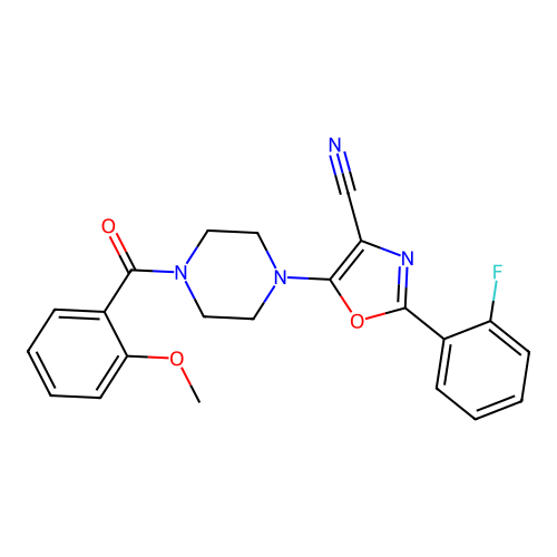 2-(2-Fluorophenyl)-5-(4-(2-methoxybenzoyl)piperazin-1-yl)oxazole-4-carbonitrile structure