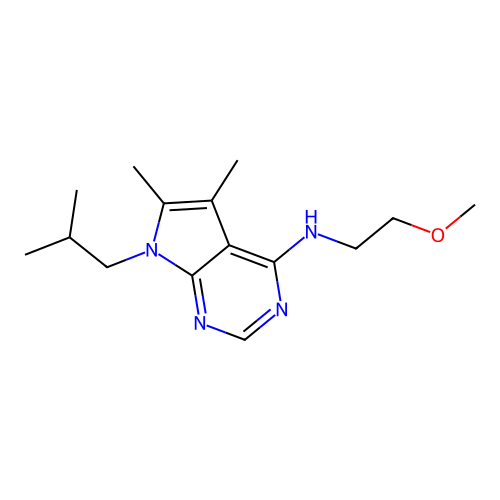 7-isobutyl-N-(2-methoxyethyl)-5,6-dimethyl-7H-pyrrolo[2,3-d]pyrimidin-4-amine structure