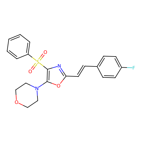 (E)-4-(2-(4-fluorostyryl)-4-(phenylsulfonyl)oxazol-5-yl)morpholine structure