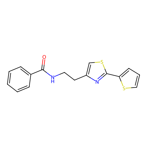 N-{2-[2-(thiophen-2-yl)-1,3-thiazol-4-yl]ethyl}benzamide structure